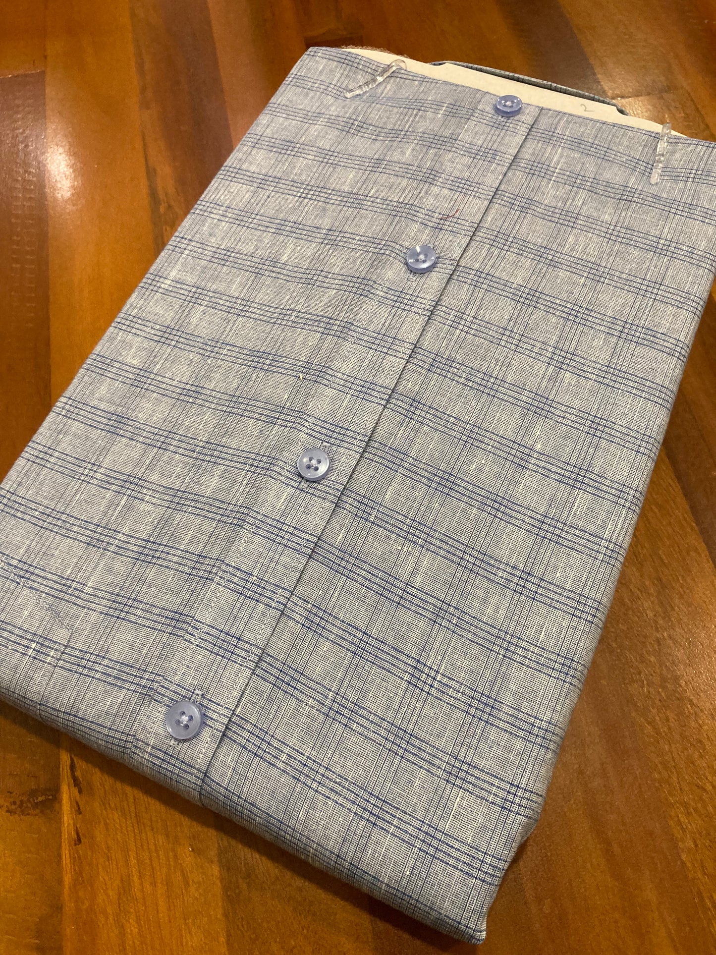 Pure Cotton Shaded Blue Check Shirt (40 FS)