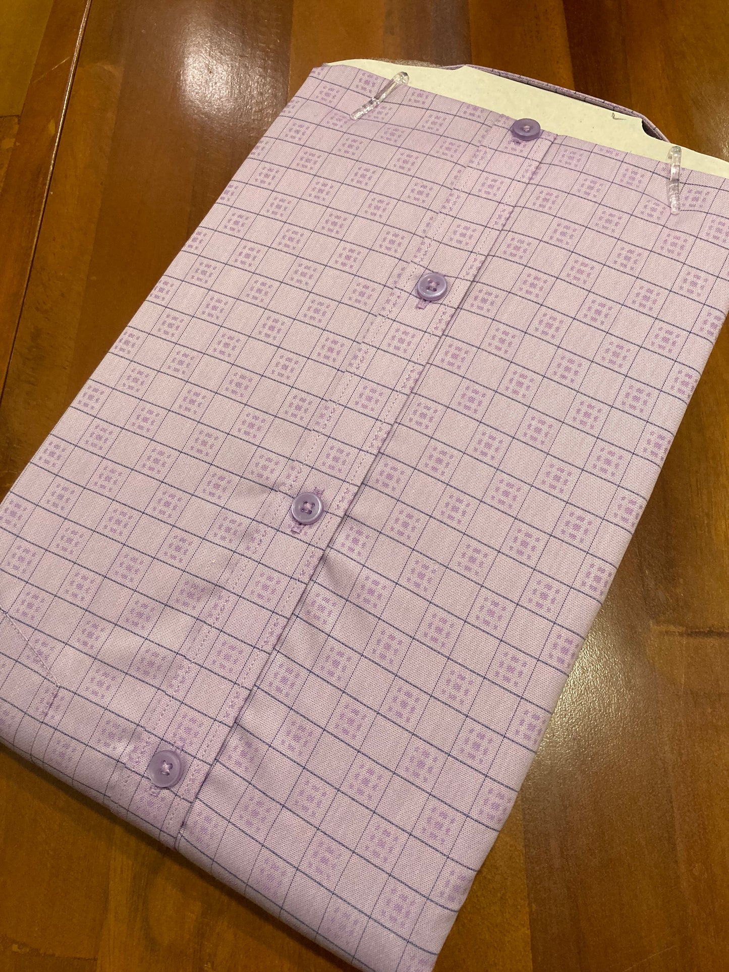 Pure Cotton Light Purple Checkered Shirt (40 FS)