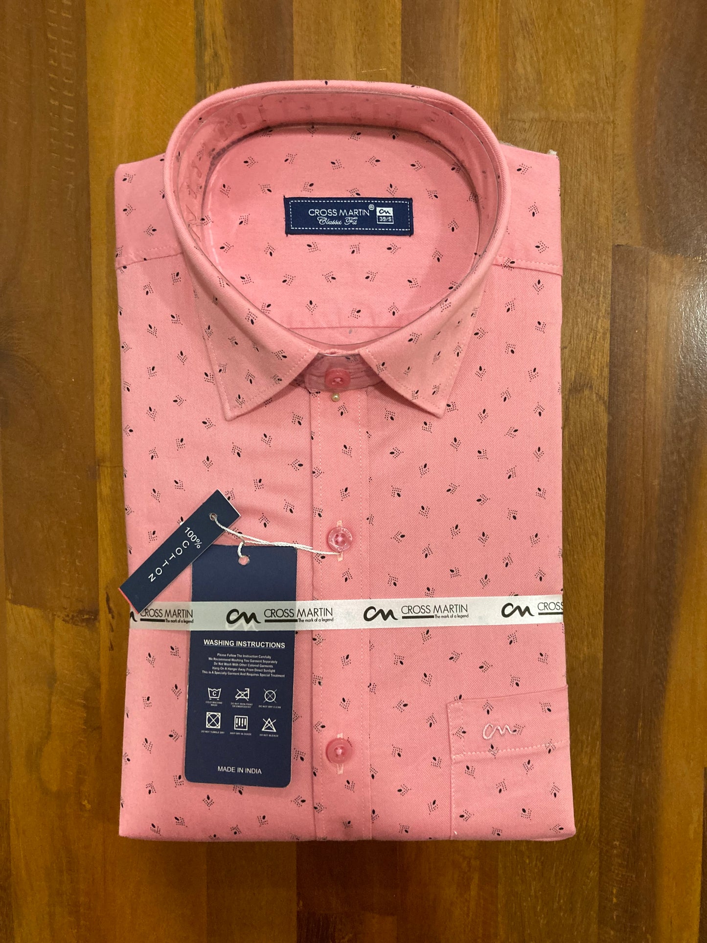 Pure Cotton Pink Printed Shirt (38 FS)