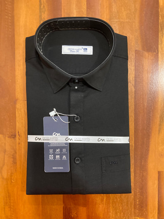 Pure Cotton Black Solid Shirt (38 FS)