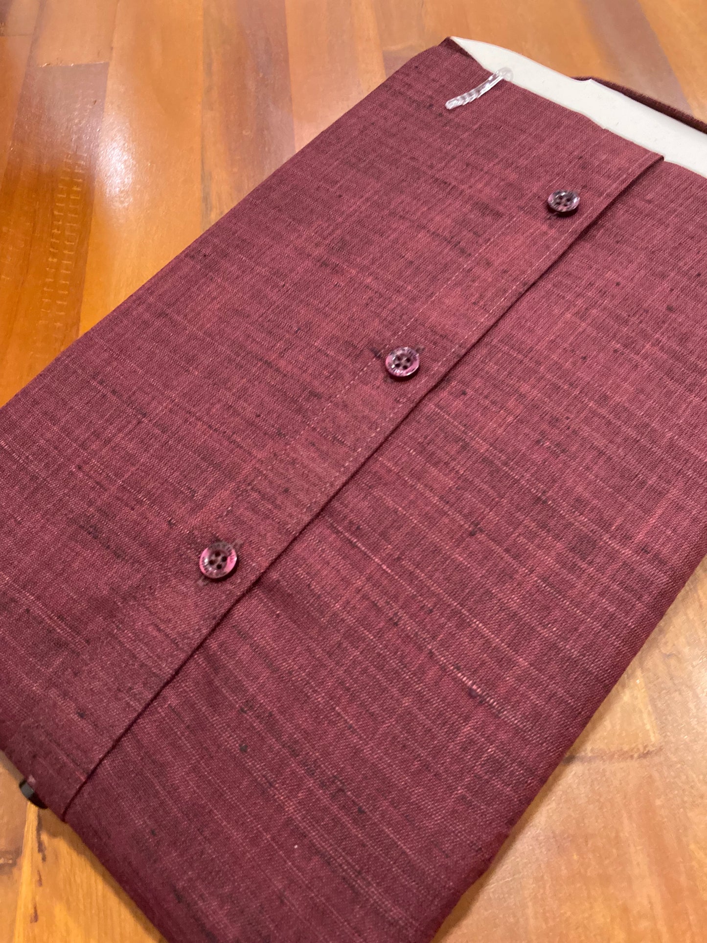 Pure Cotton Dark Maroon Solid Shirt (38 FS)