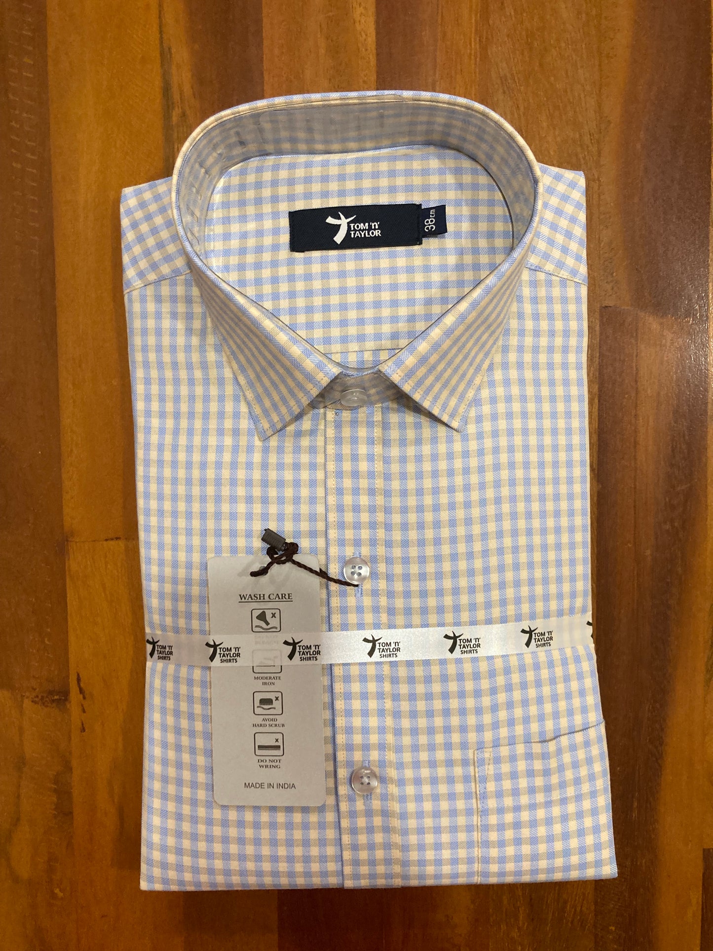 Pure Cotton Light Blue Checkered Shirt (38 FS)