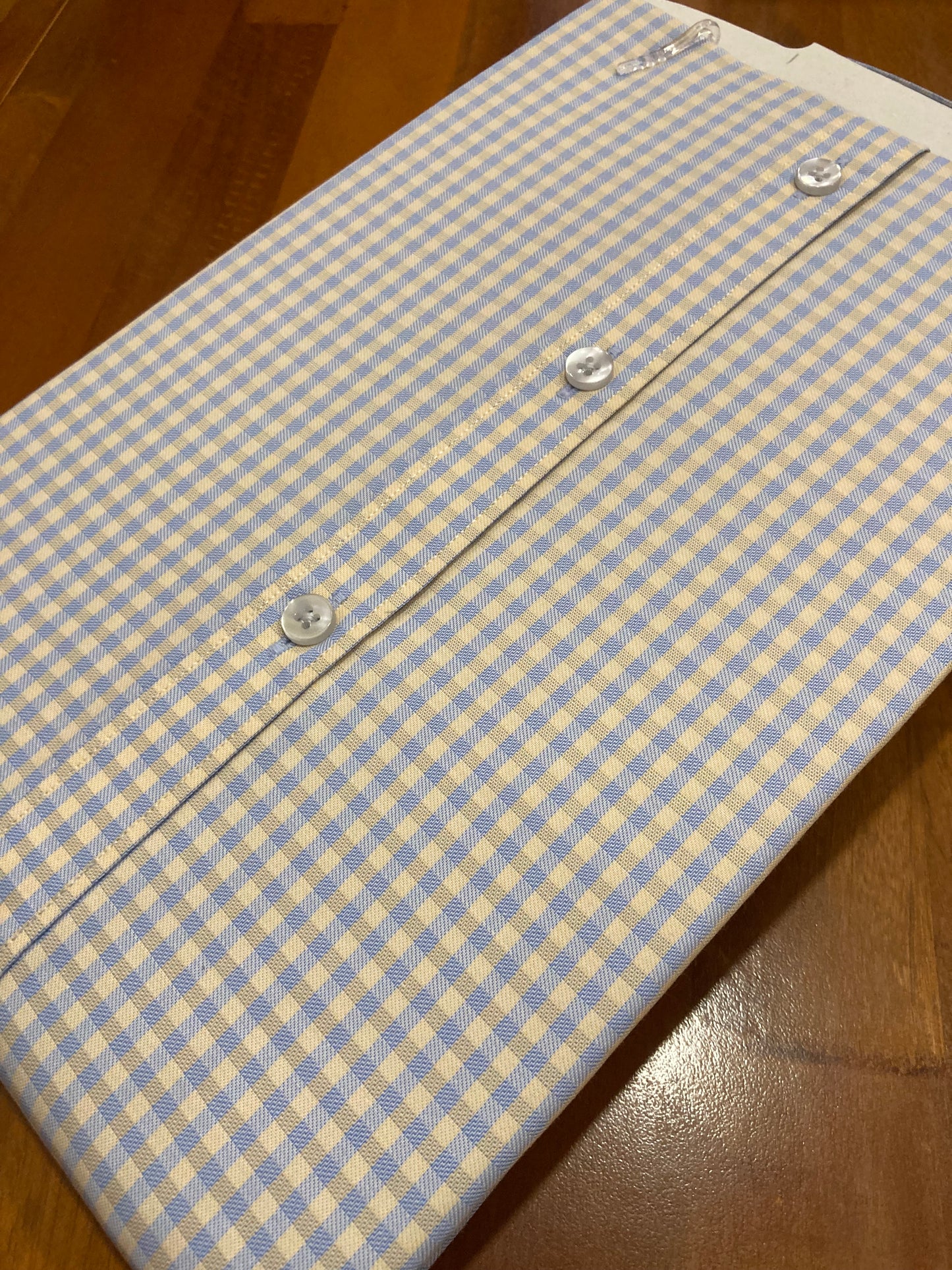 Pure Cotton Light Blue Checkered Shirt (38 FS)