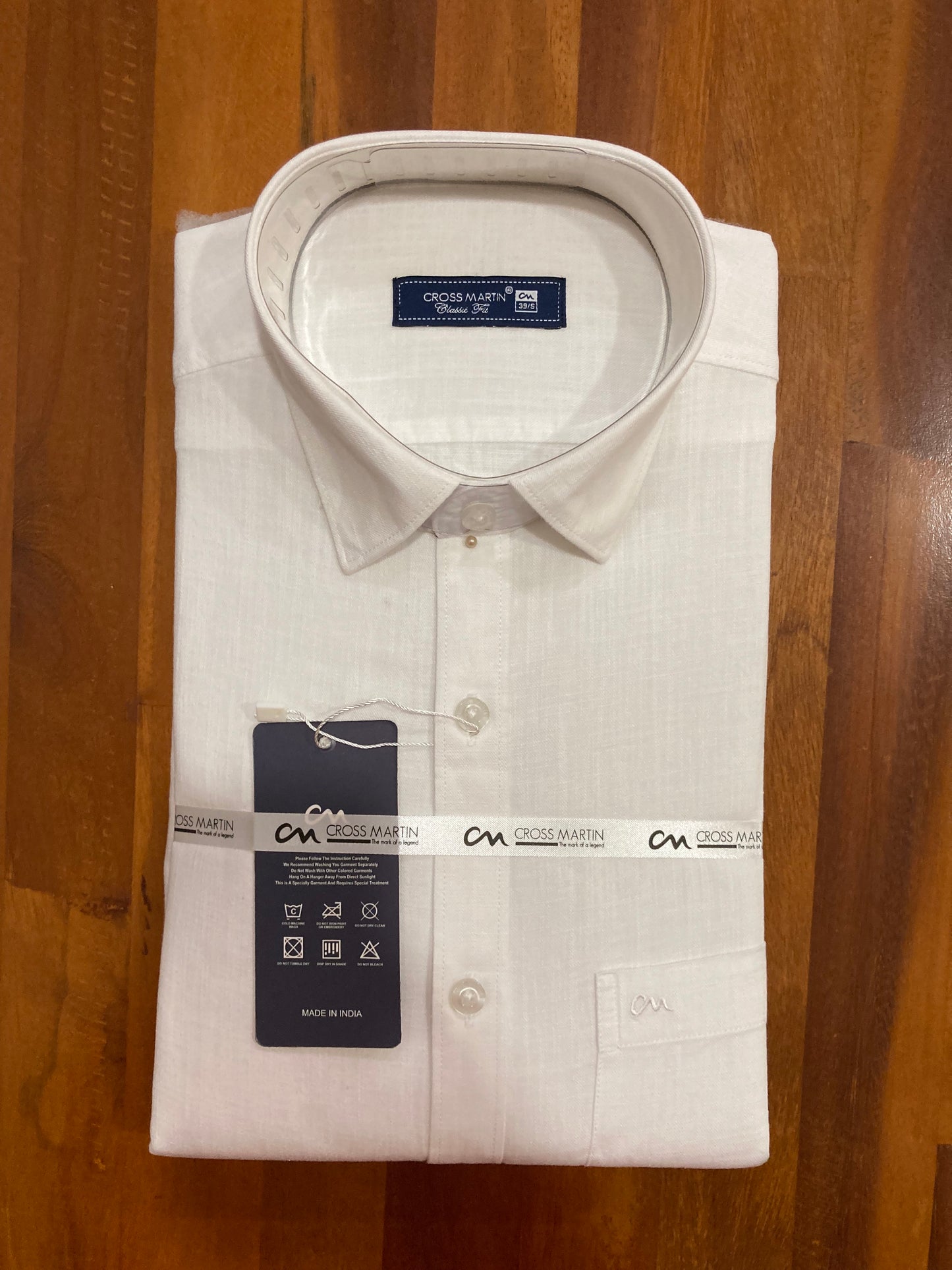 Pure Cotton Pure White Solid Shirt (38 FS)