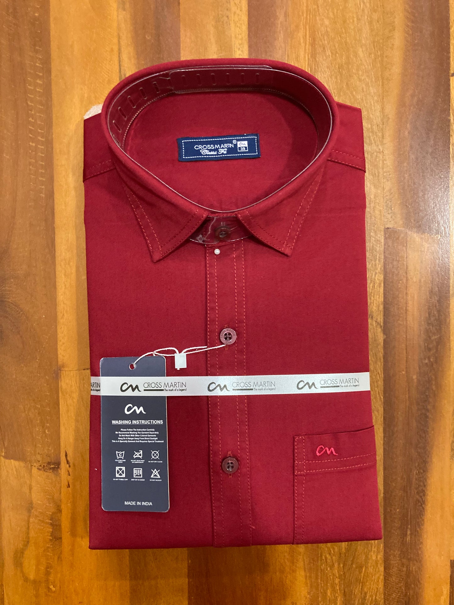 Pure Cotton Red Solid Shirt (38 FS)