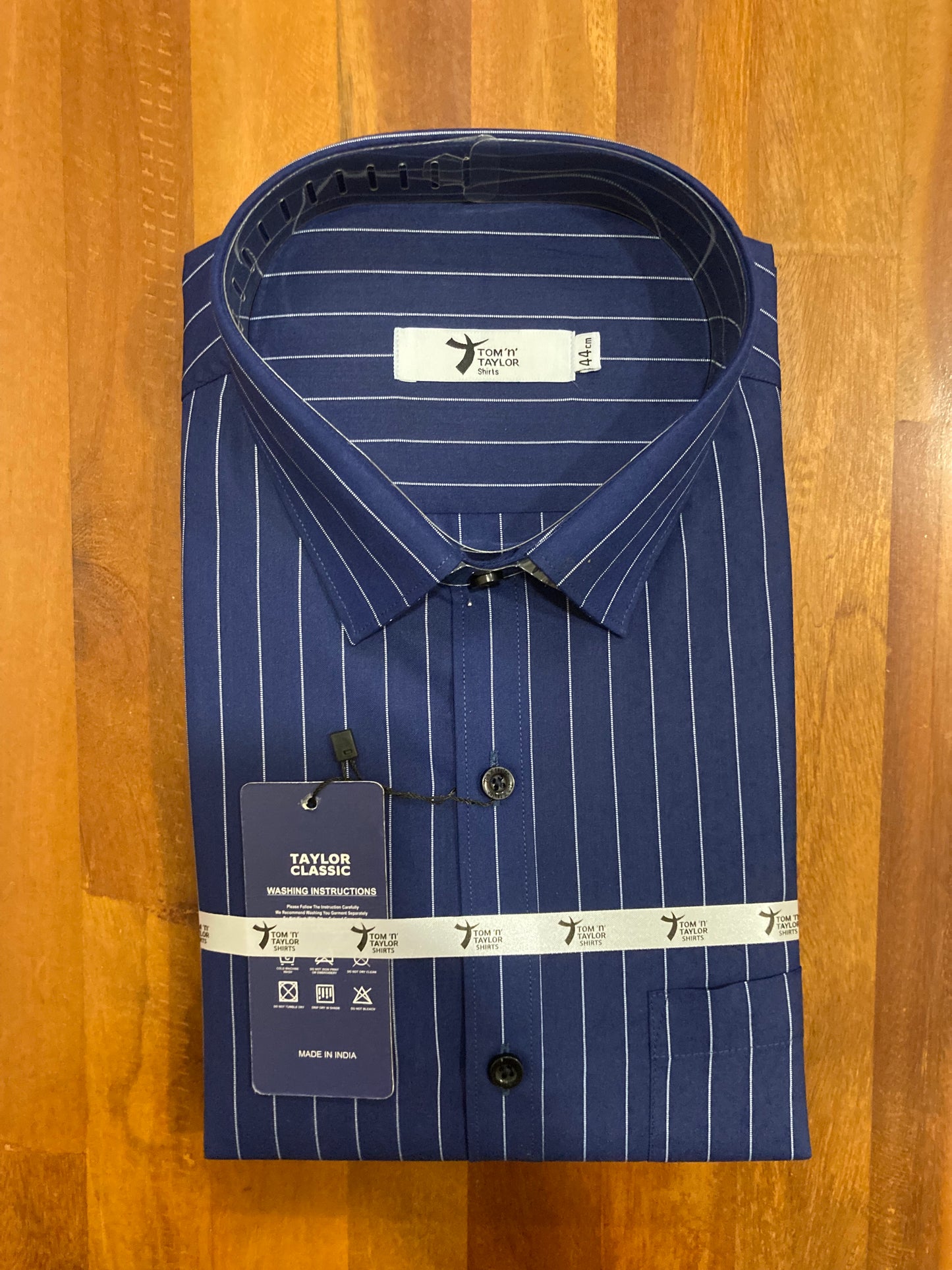 Pure Cotton Dark Blue Lines Shirt (44 FS)