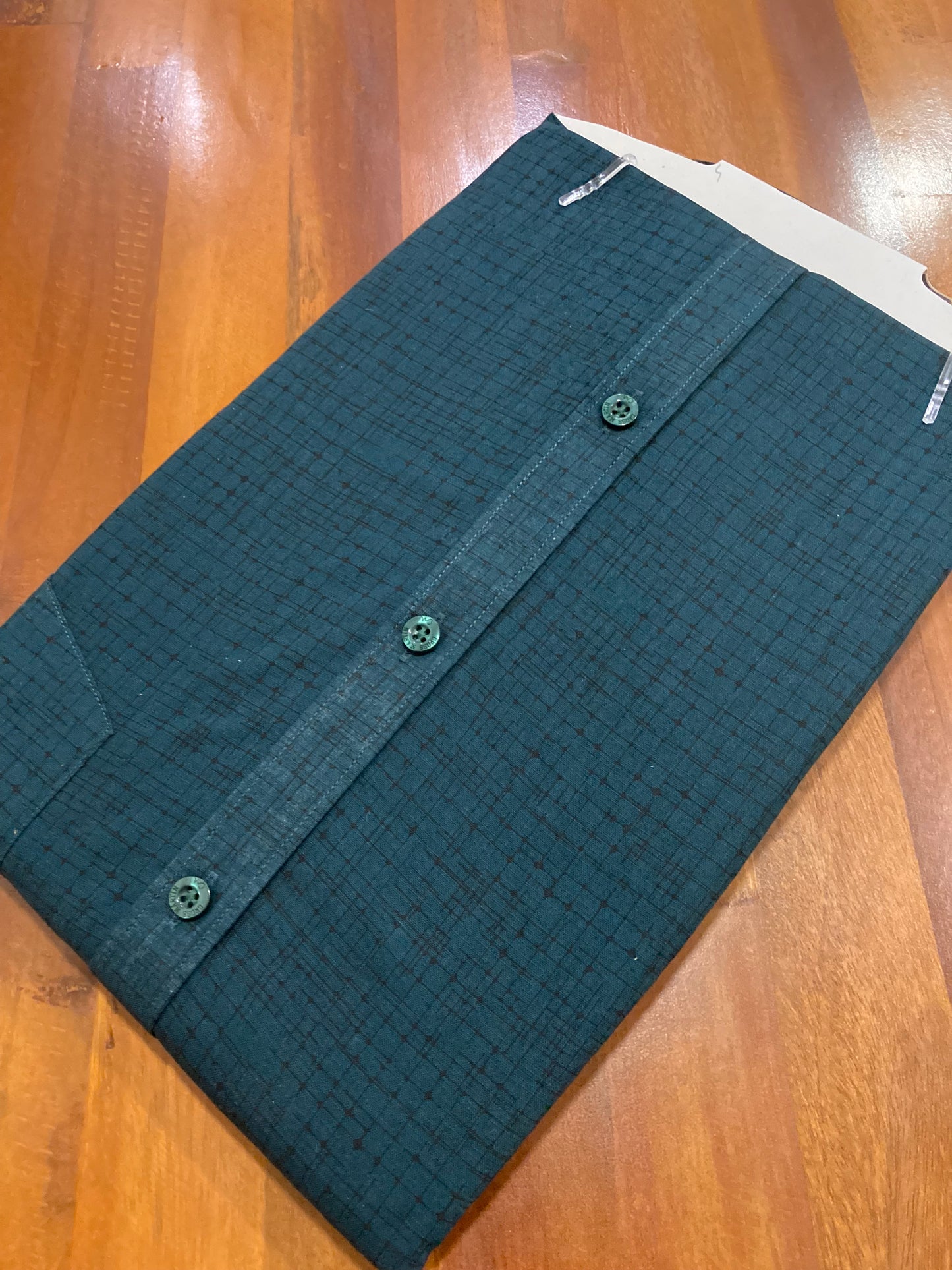 Pure Cotton Dark Green Check Patterns Shirt (44 FS)