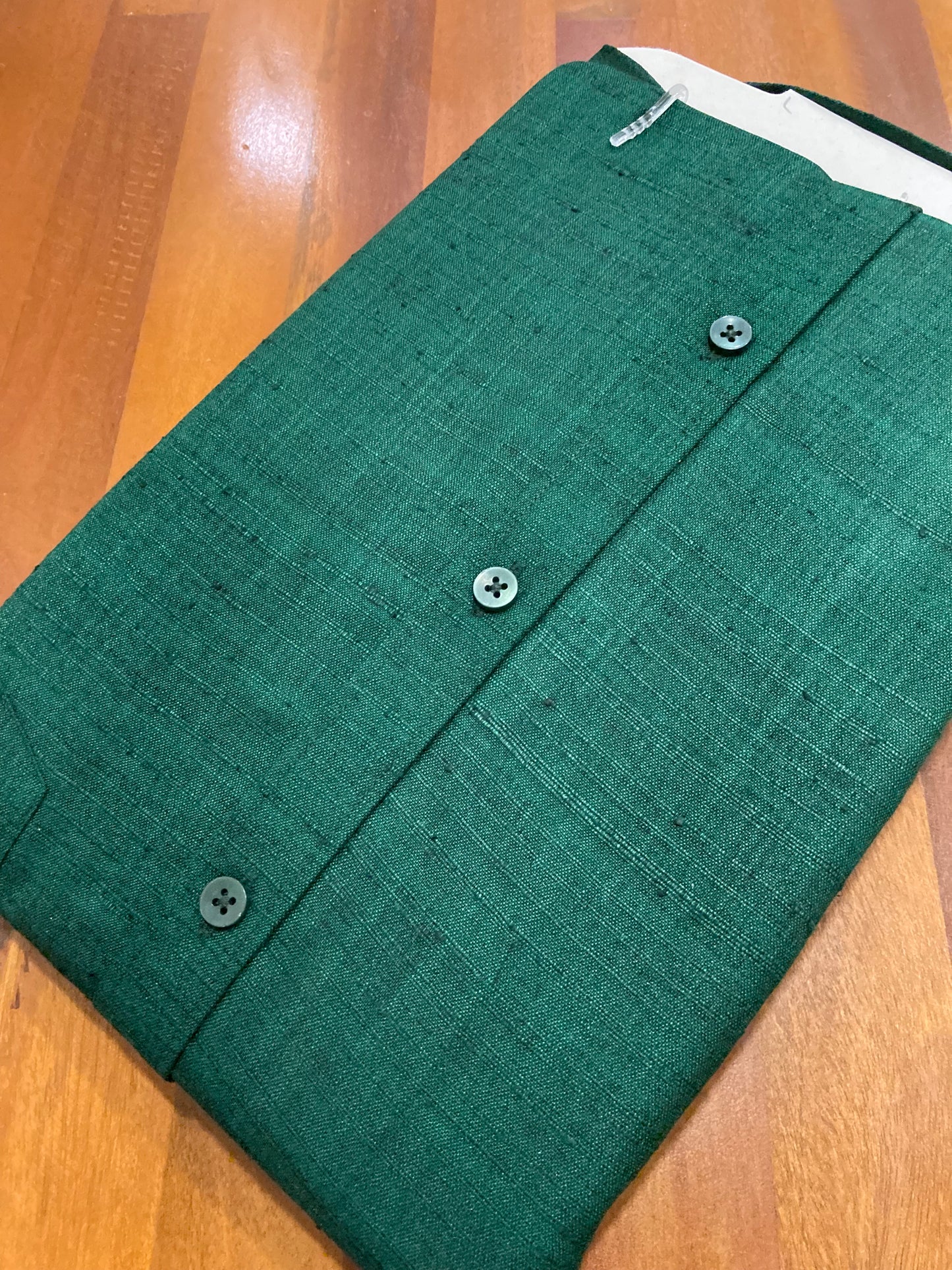Pure Cotton Dark Green Solid Shirt (44 FS)