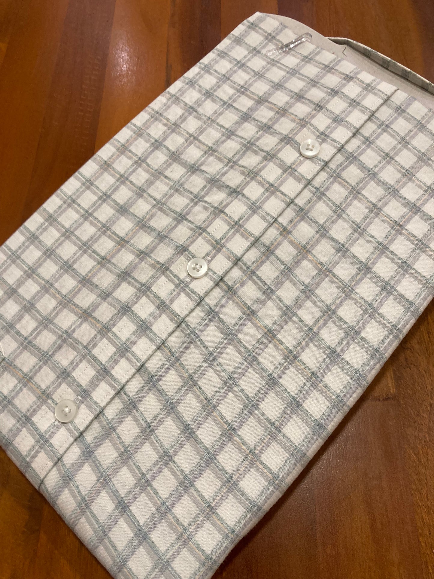 Pure Cotton White Checkered Shirt (44 FS)