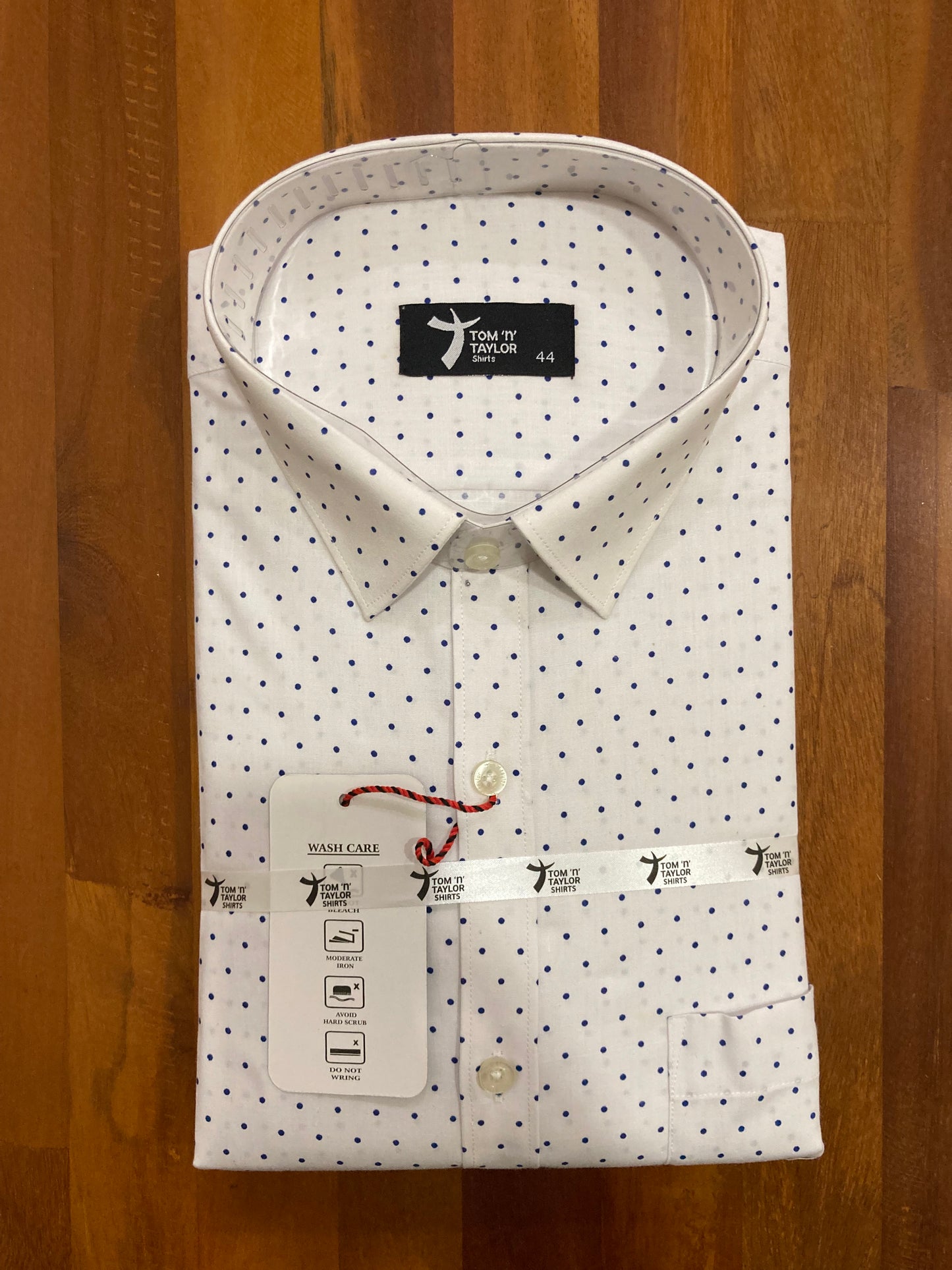 Pure Cotton Blue Dots in Pure White Shirt (44 FS)