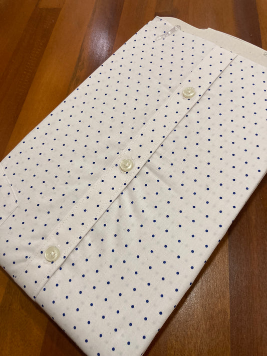 Pure Cotton Blue Dots in Pure White Shirt (44 FS)