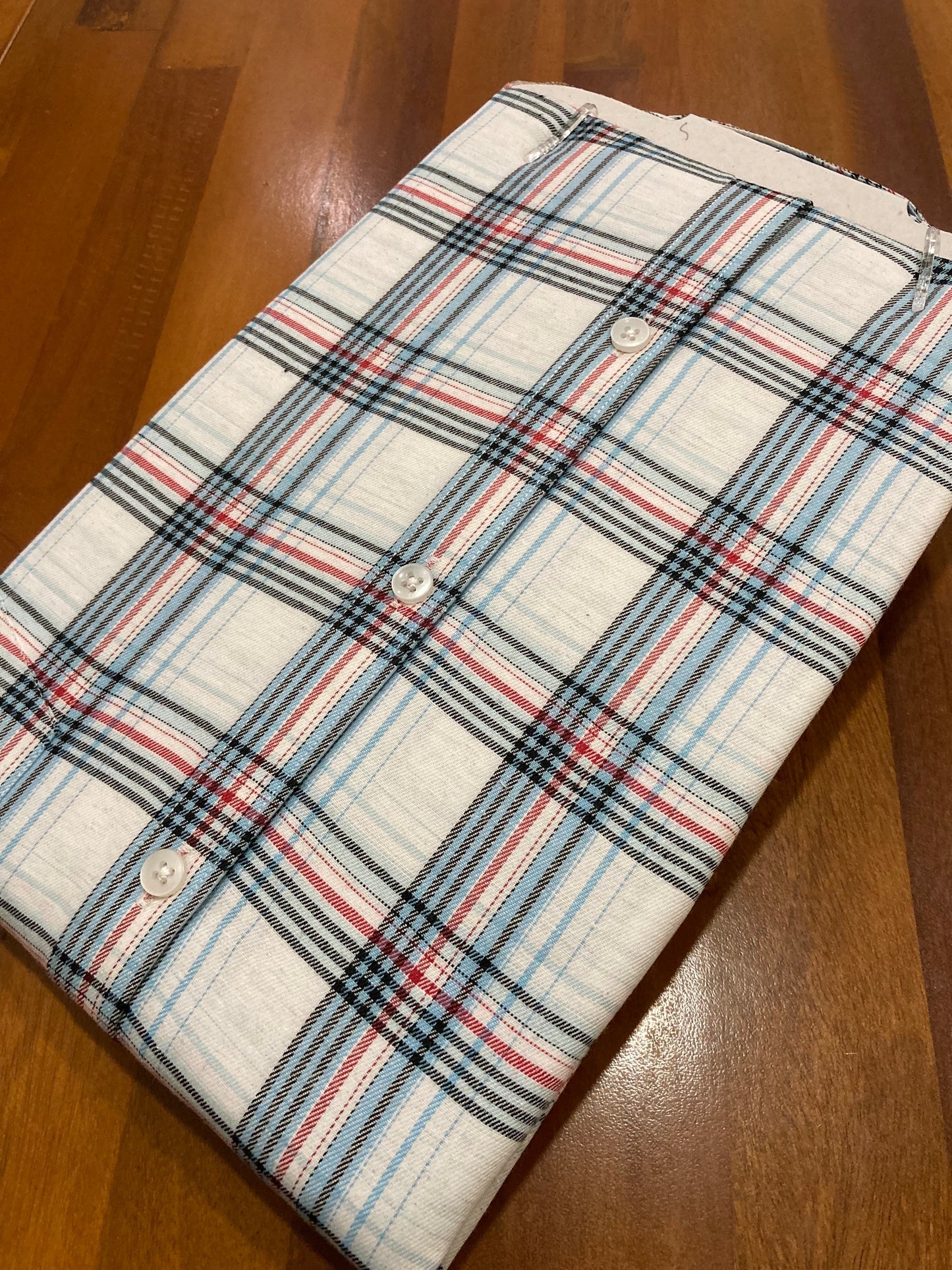 Pure Cotton Black and Red Checks on White Shirt (42 FS)