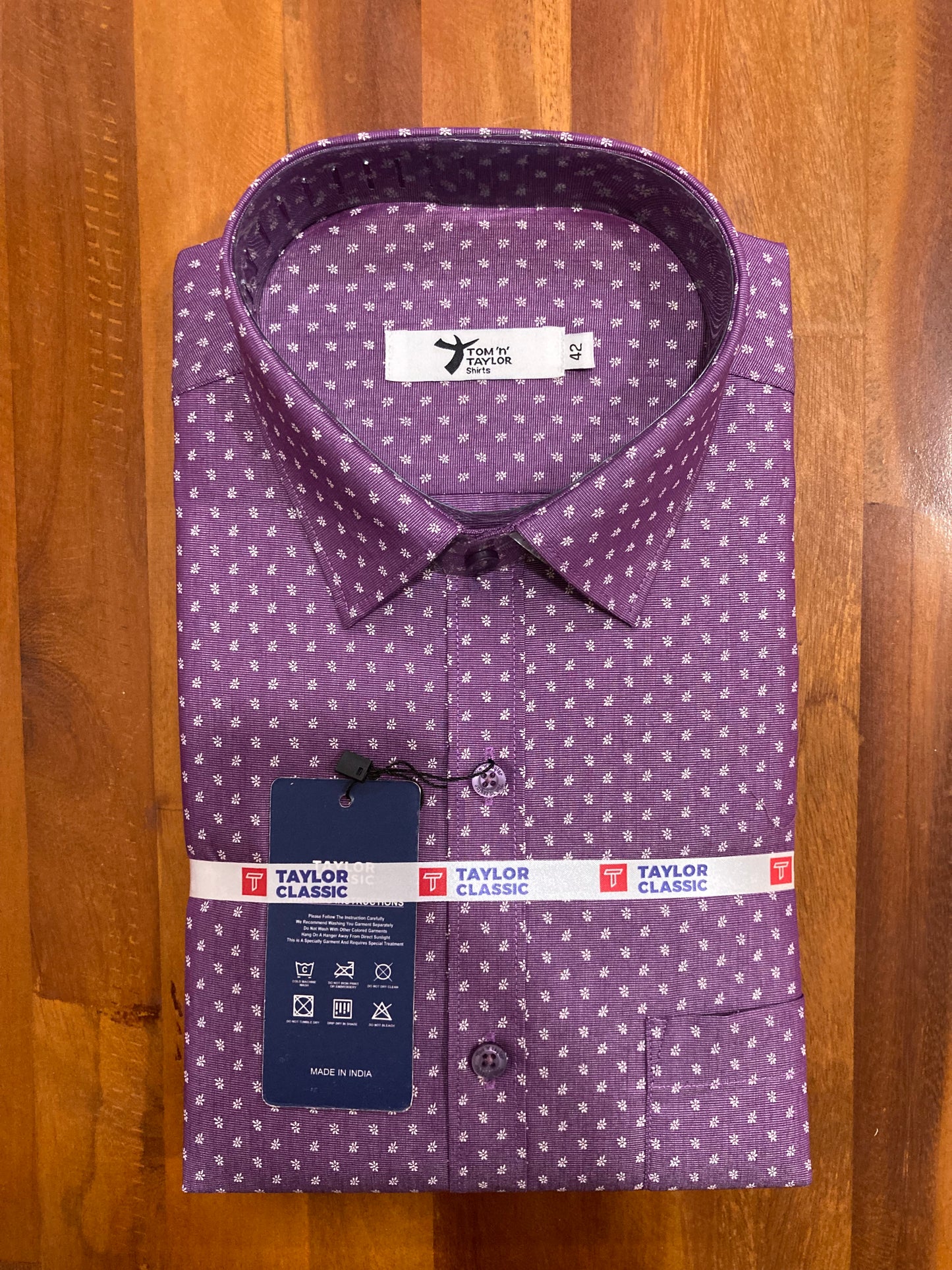 Pure Cotton Violet Printed Shirt (42 FS)