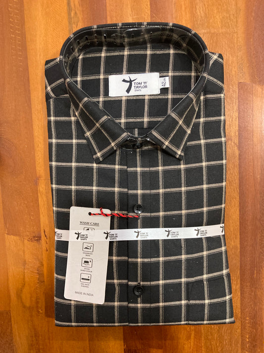 Pure Cotton Black Checkered Shirt (42 FS)
