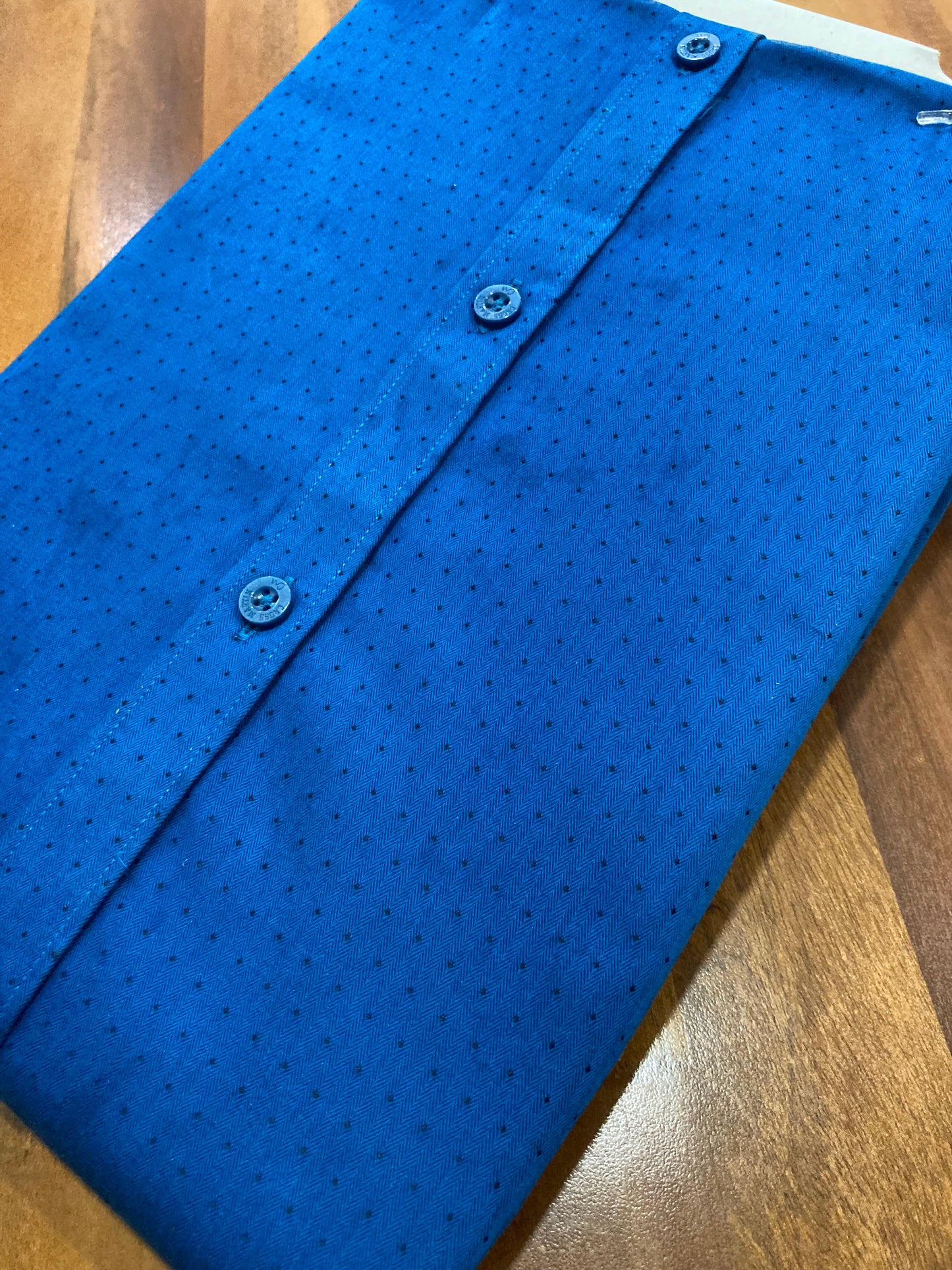 Pure Cotton Black Dots on Blue Shirt (42 HS)