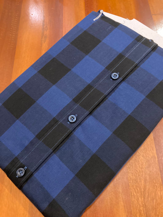 Pure Cotton Black Blue Box Checks Shirt (40 HS)