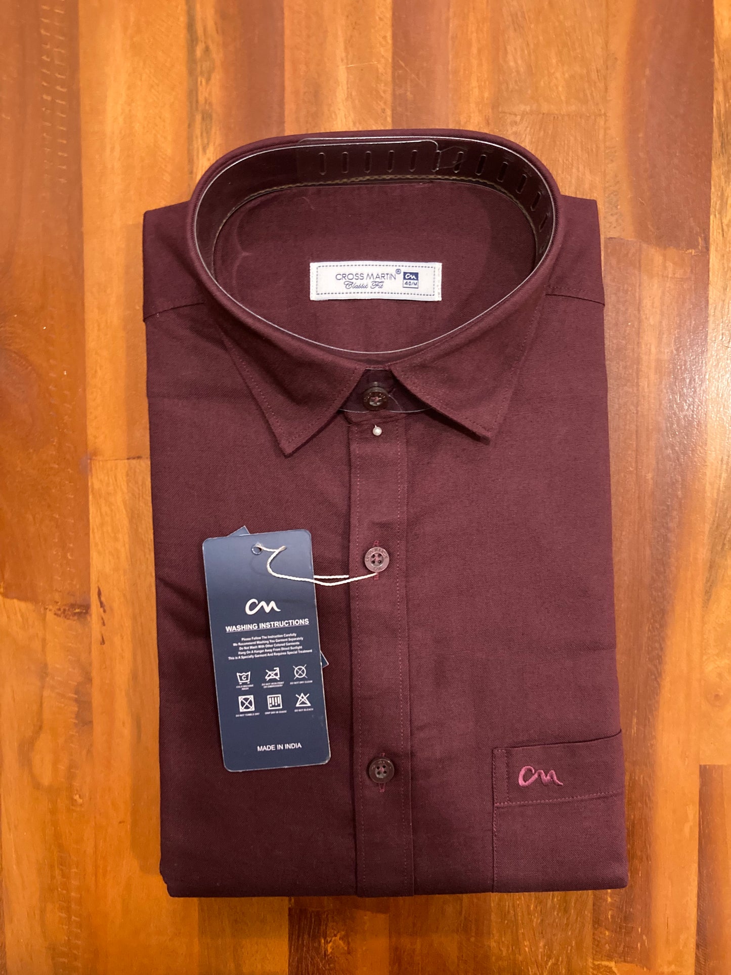 Pure Cotton Purple Solid Shirt (40 HS)