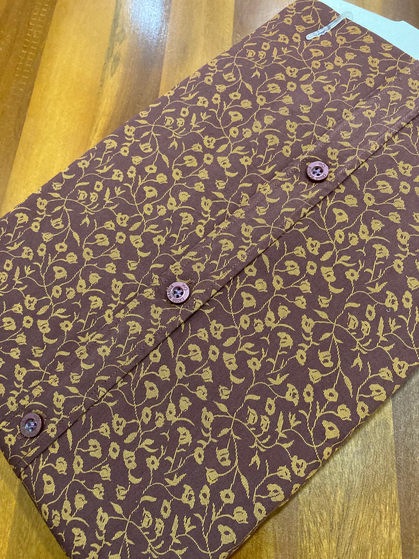 Pure Cotton Brown Printed Shirt (40 HS)