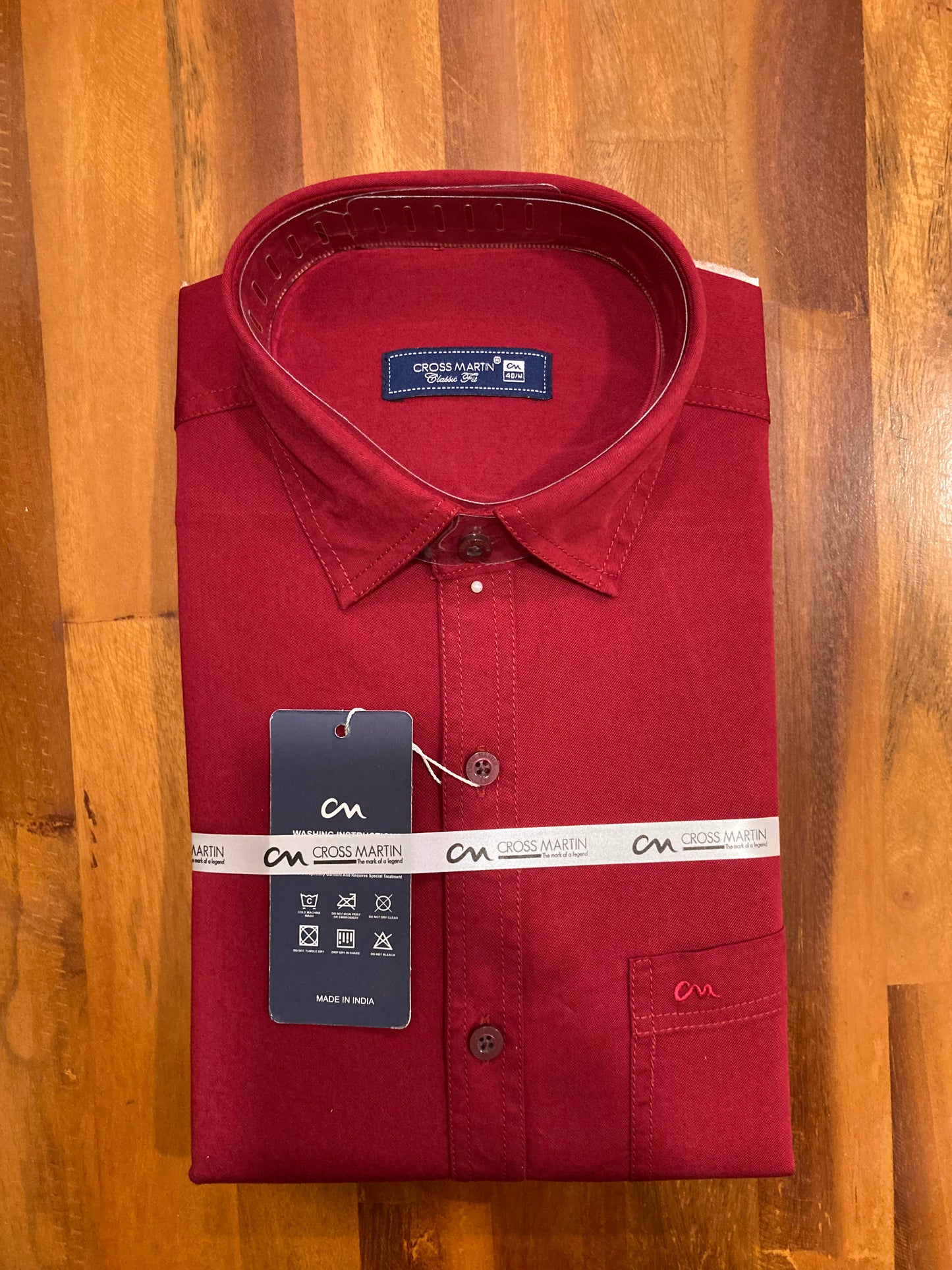 Pure Cotton Red Solid Shirt (40 FS)