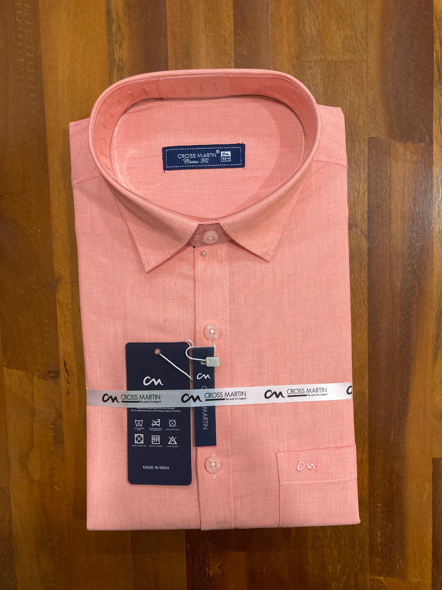 Pure Cotton Pink Solid Shirt (40 FS)