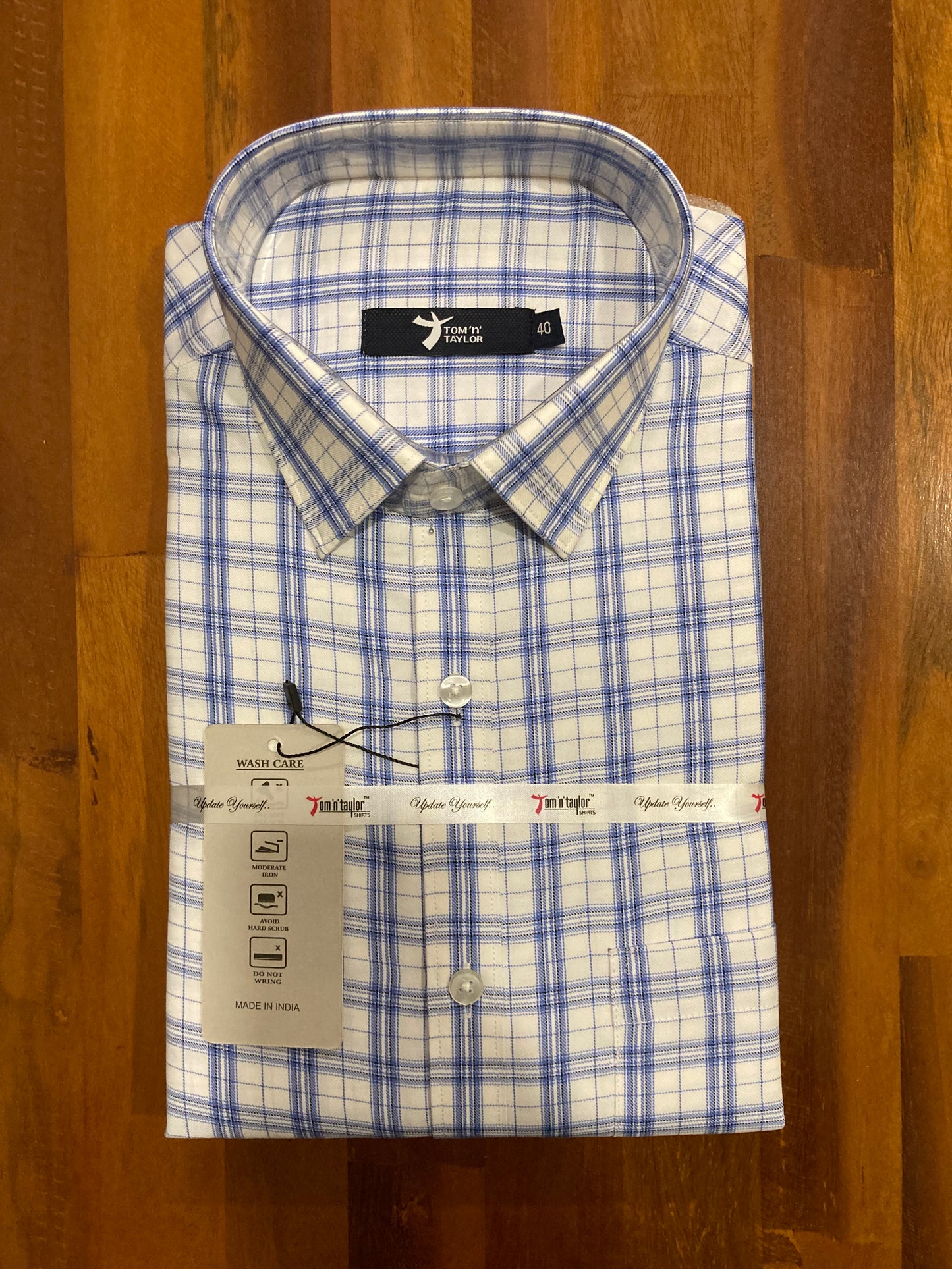 Pure Cotton Blue Checkered Shirt (40 FS)