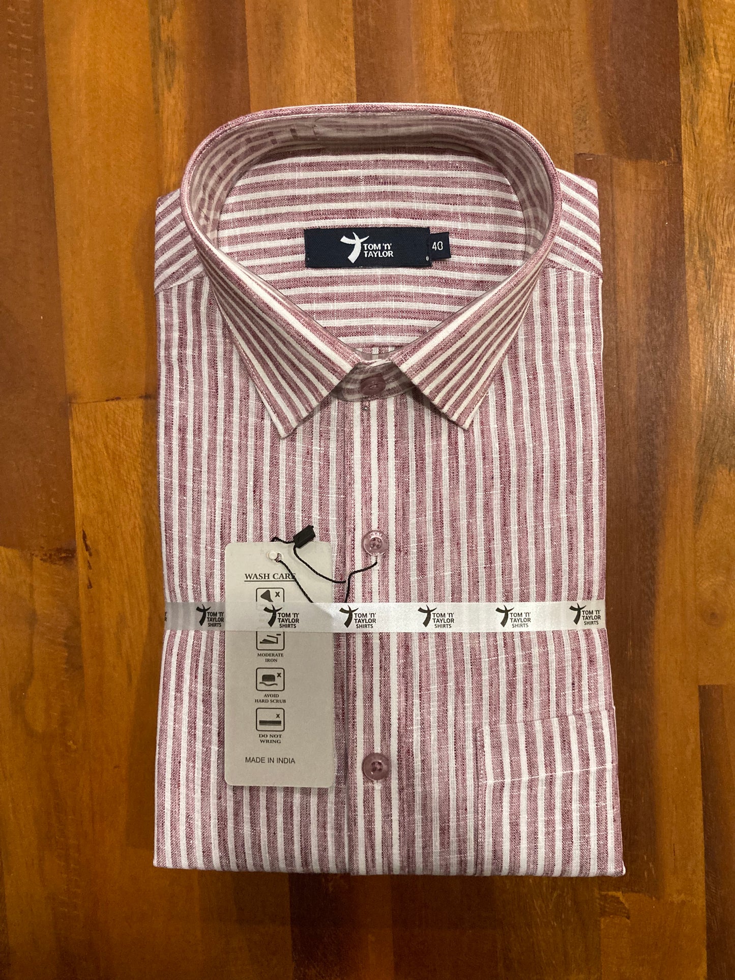 Pure Cotton Maroon Lines Shirt (40 FS)