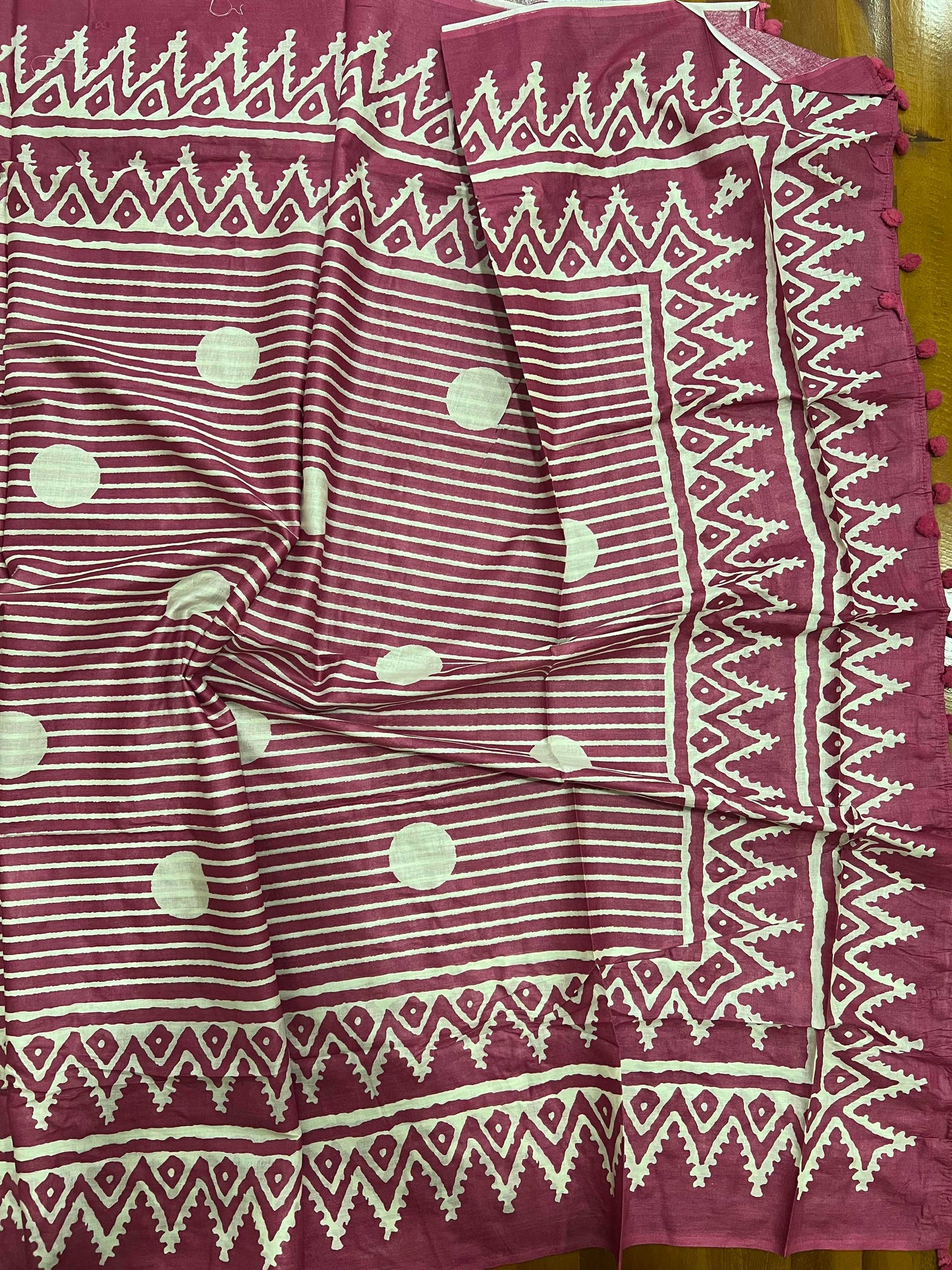 Southloom™ Cotton Churidar Salwar Suit Material in Rose and White Small Polka Prints