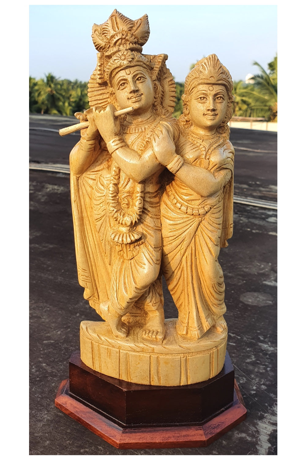 Southloom Handmade Krishna Radha Handicraft (Carved from White Wood)