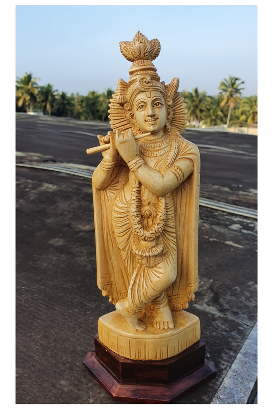 Southloom Handmade Krishna Handicraft (Carved from White Wood)