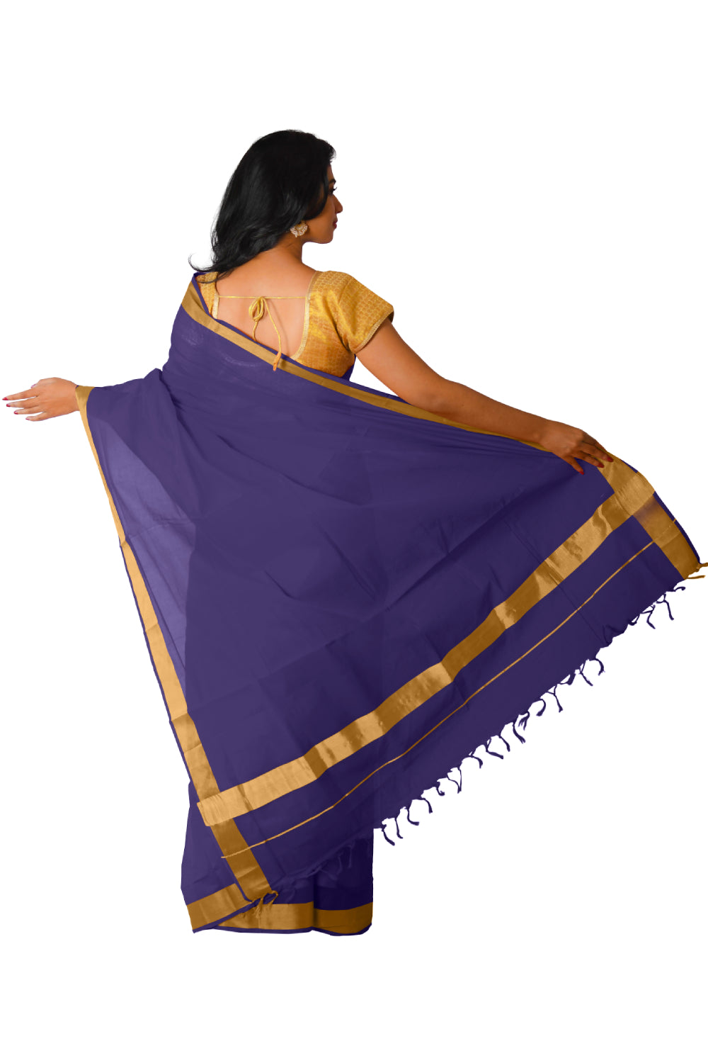 Kerala Traditional Purple Colour Kasavu Saree