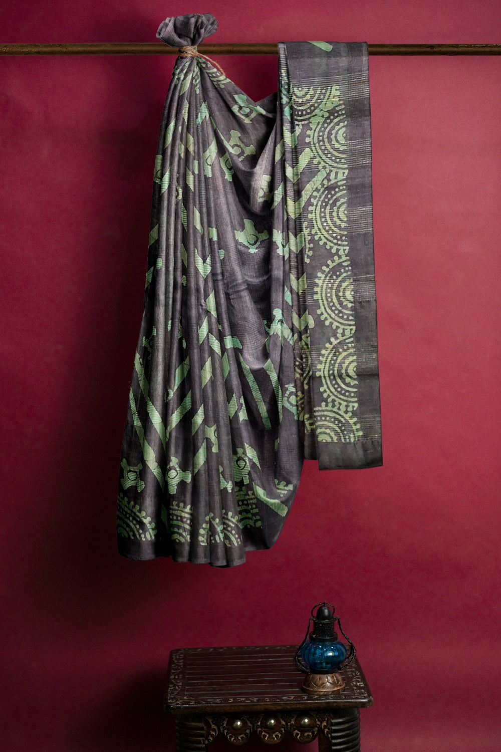 Southloom Cotton Designer Blue Saree with Baswara Print