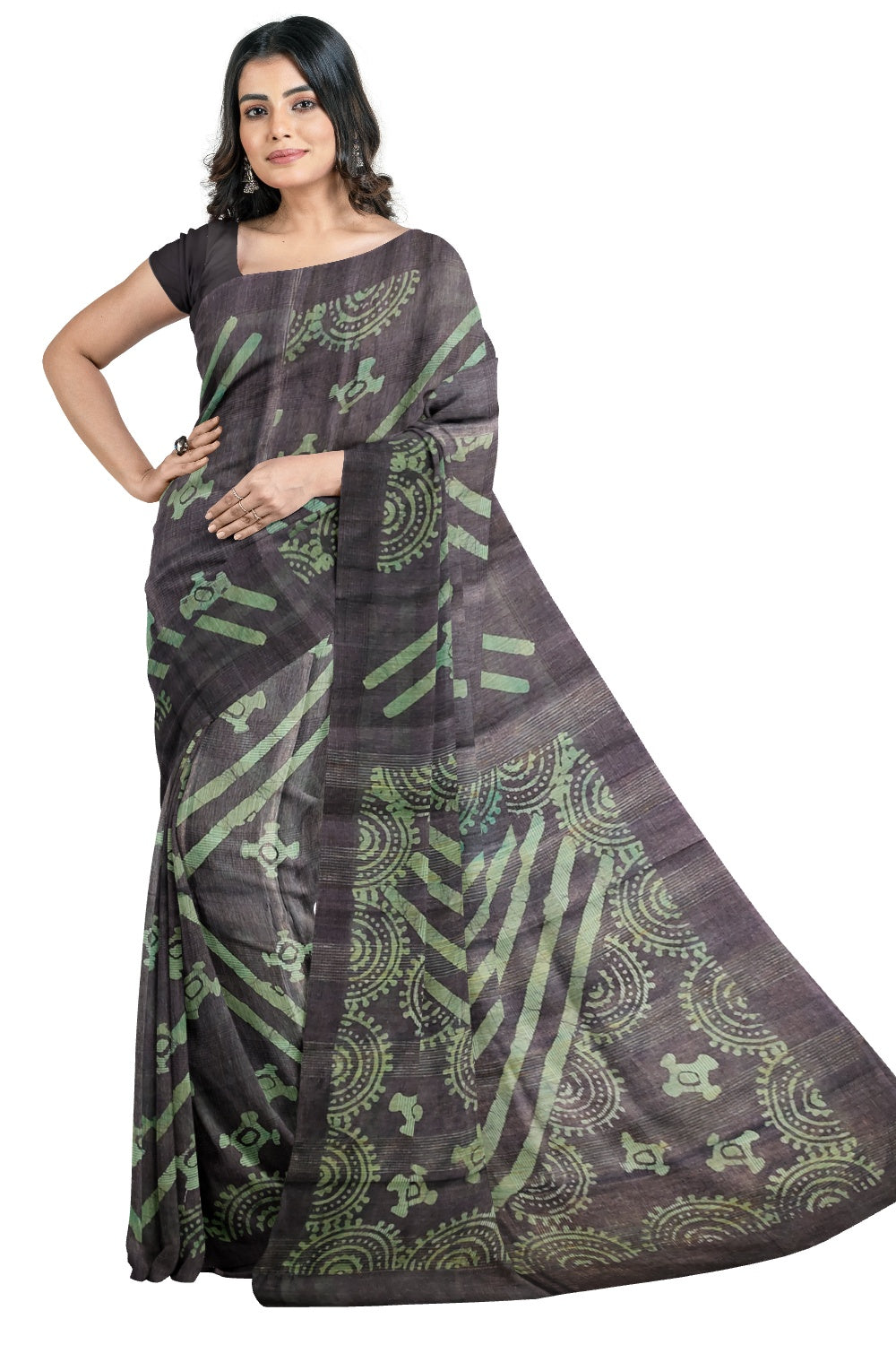 Southloom Cotton Designer Blue Saree with Baswara Print