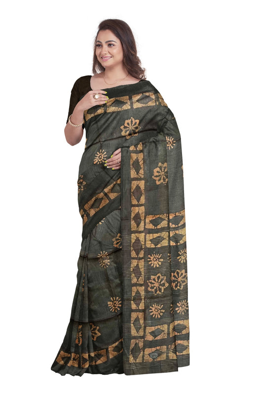 Southloom Cotton Brownish Red and Red Designer Saree with Baswara Print