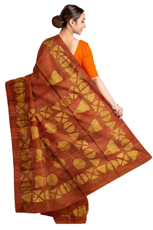 Southloom Cotton Orange and Yellow Designer Saree with Baswara Print