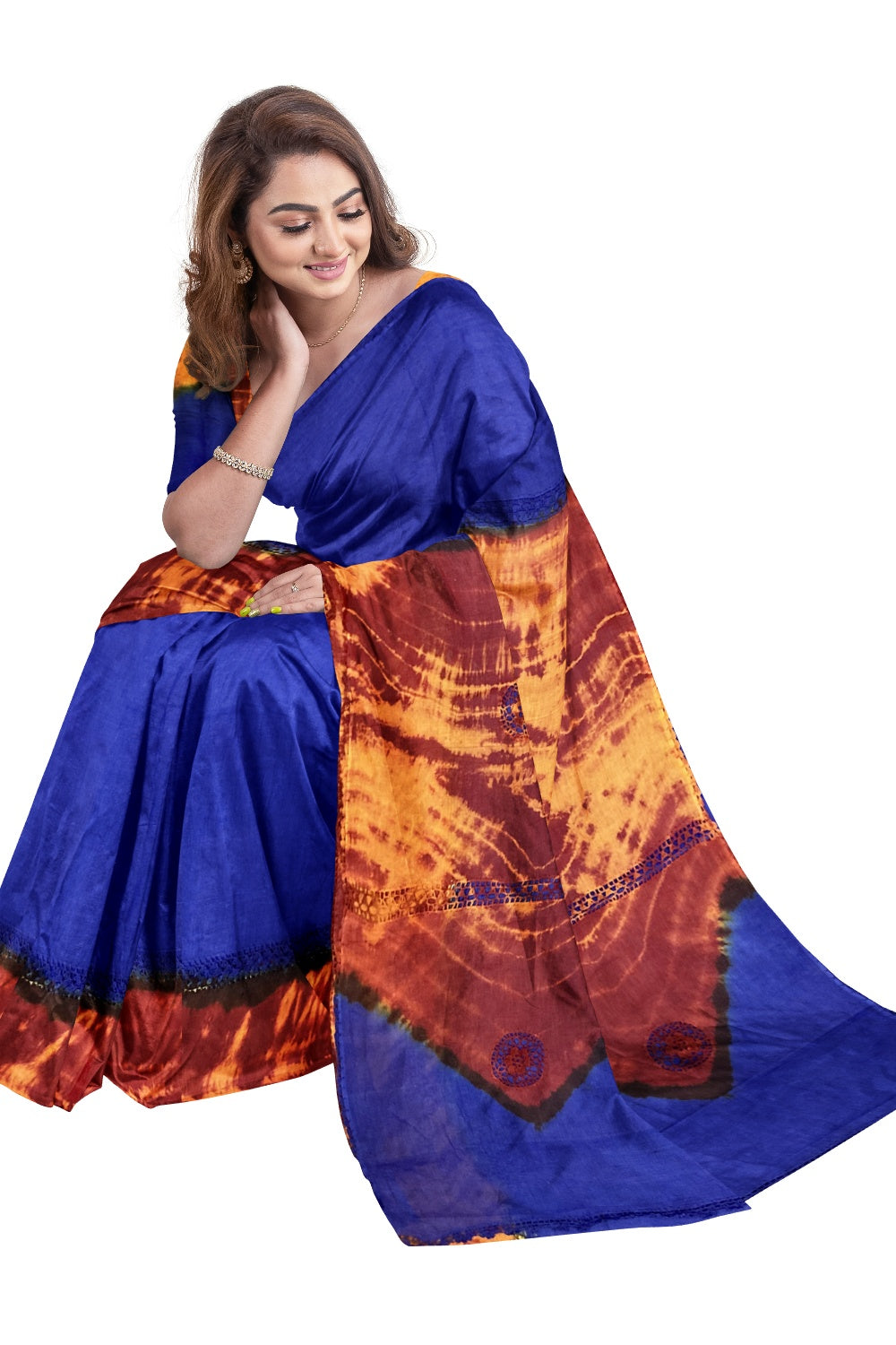 Southloom Designer Cotton Blue Saree with Crochet Woven Designs