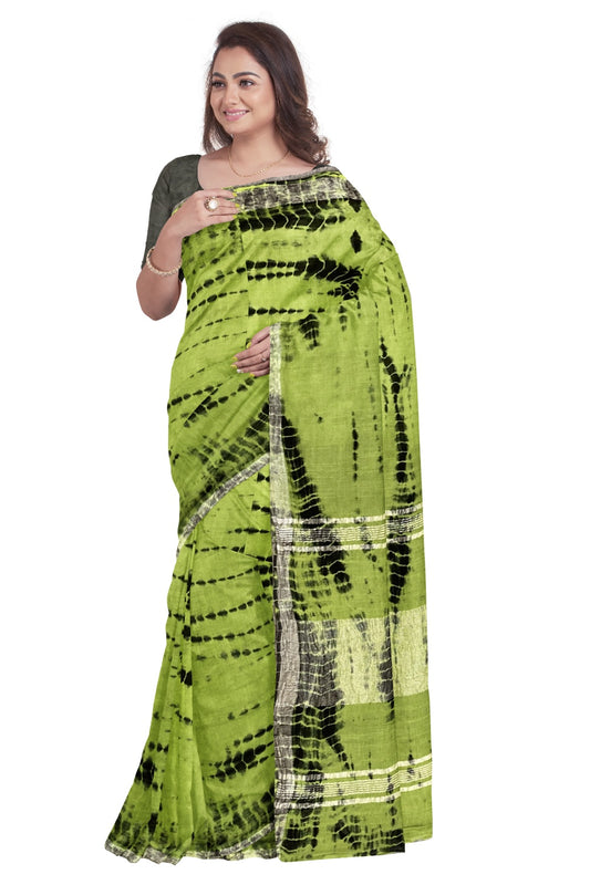 Southloom Linen Green and Black Designer Saree