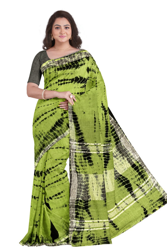 Southloom Linen Green and Black Designer Saree