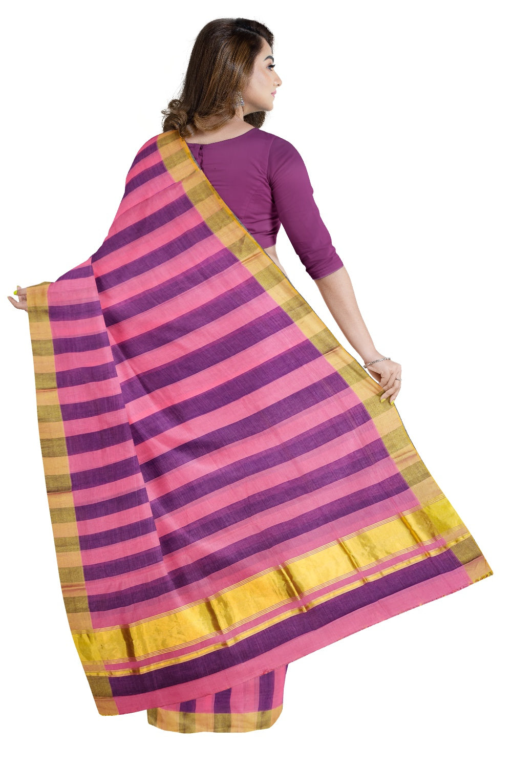 Southloom™ Original Balaramapuram Handloom Purple Kasavu Saree