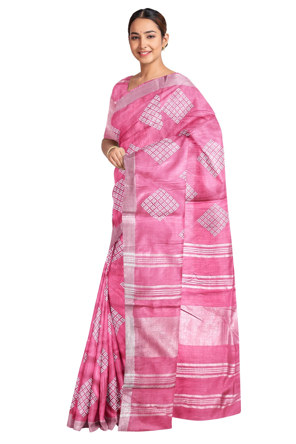 Southloom Linen Cotton Pink Designer Saree