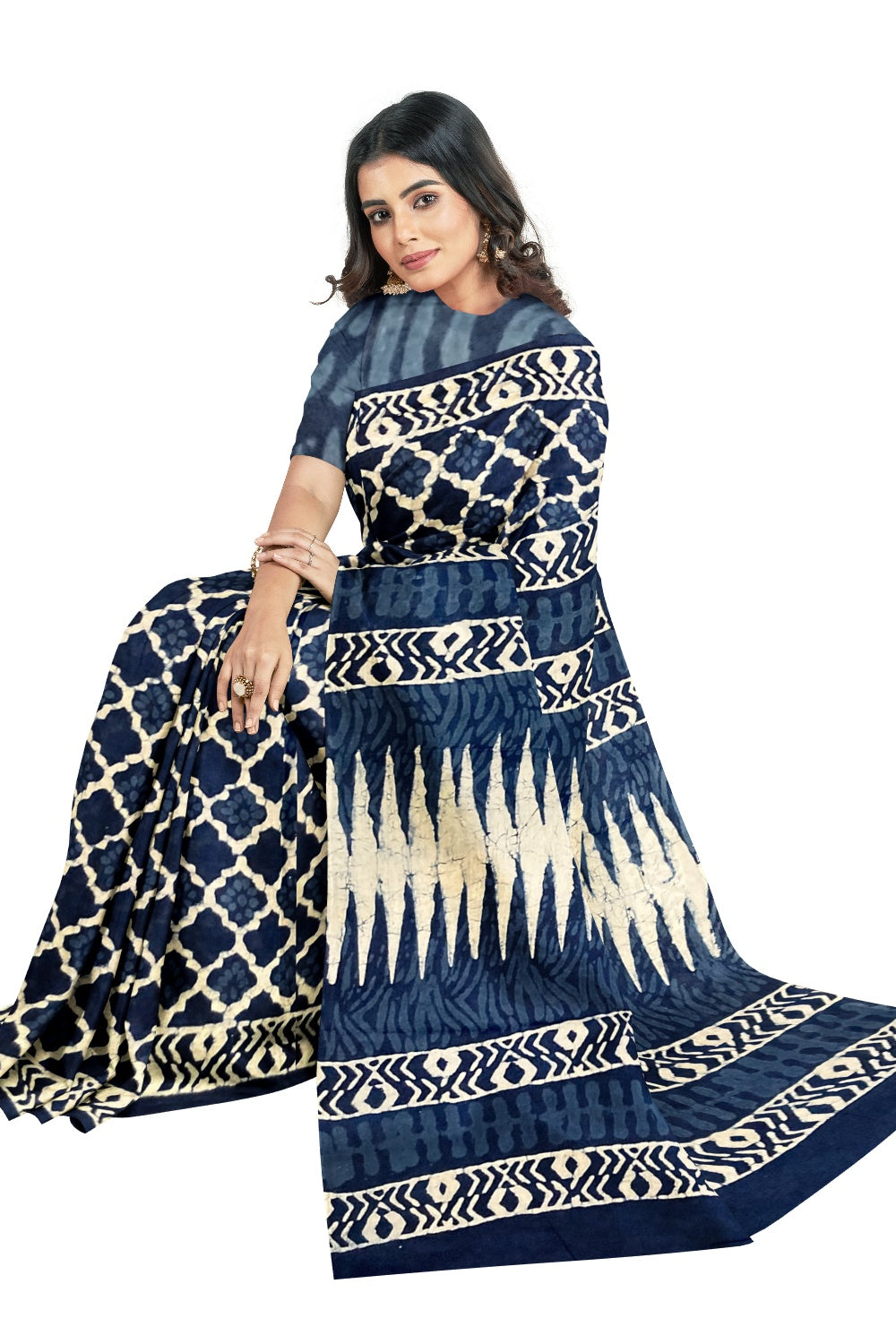 Southloom Malmal Cotton Dual Colour Designer Saree