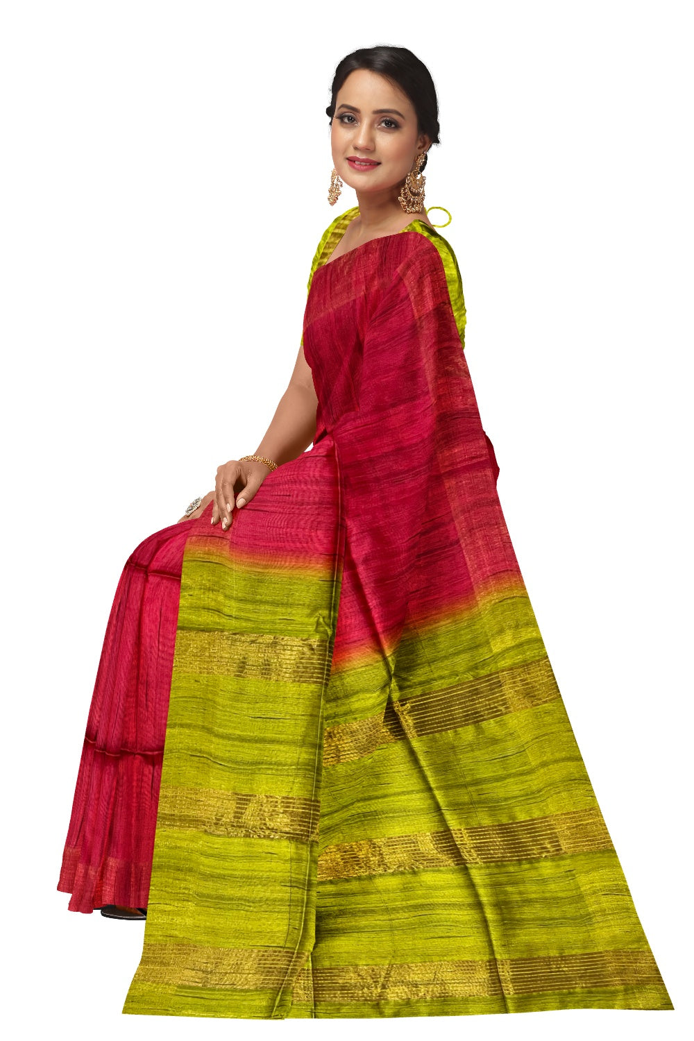 Southloom Rose Semi Tussar Designer Saree with Light Green Pallu