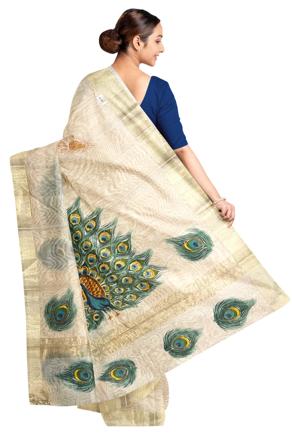 Southloom Light Brown Cotton Designer Saree with Mural Painted Work