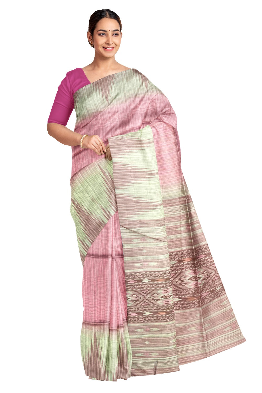 Southloom Pink Light Weight Semi Tussar Designer Saree with Digital Prints