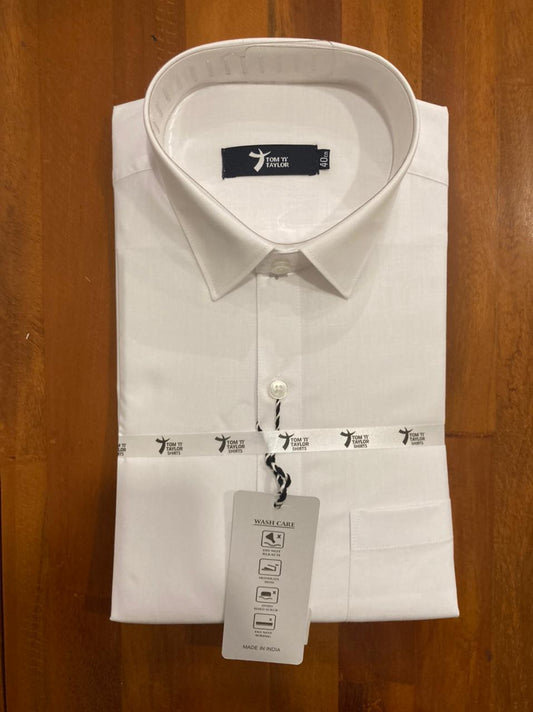 Pure Cotton Pure White Solid Shirt (40 FS)