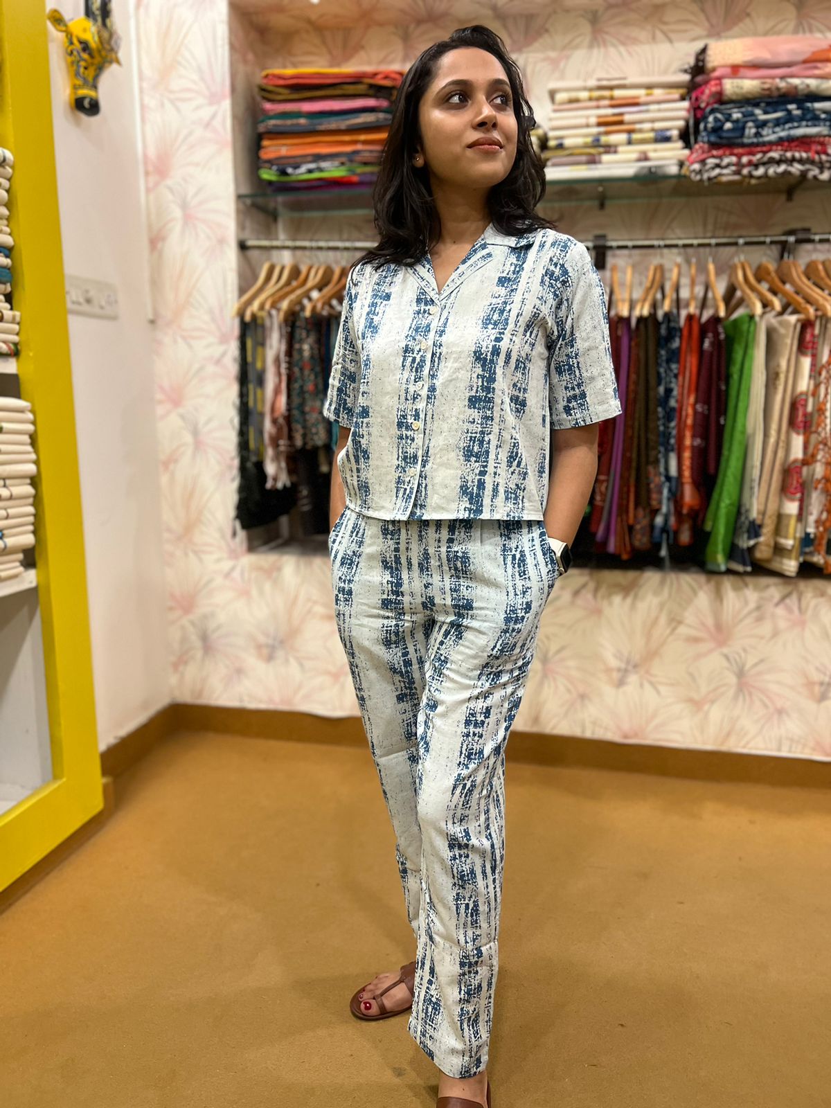 Buy Jodi Green Mashru Silk Cooch Behar Block Print Trousers Online  Aza  Fashions