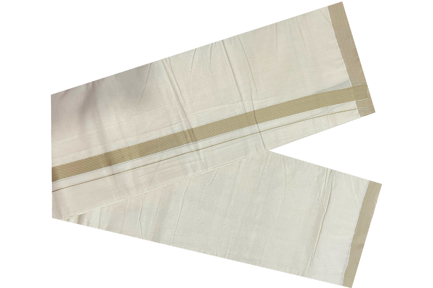 Off White Cotton Mundu with Beige Border (South Indian Dhoti)