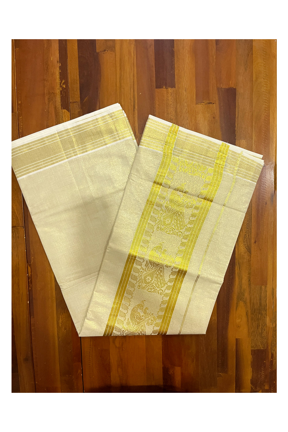 Kerala Tissue Kasavu Heavy Woven Work Saree (Vishu Saree 2023)