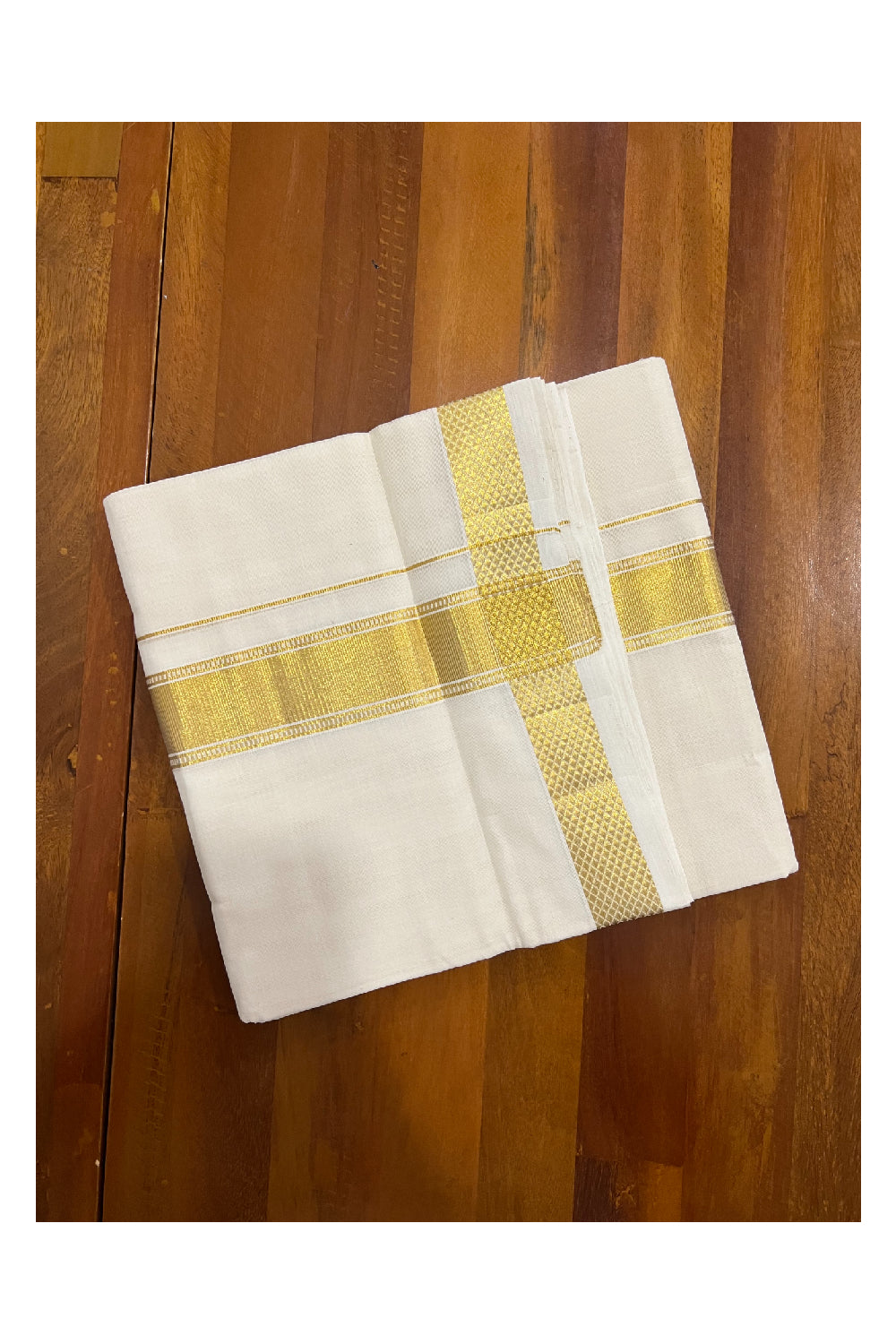 Southloom Kuthampully Handloom Pure Cotton Wedding Mundu with Kasavu Woven Kara (South Indian Dhoti)