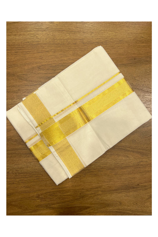 Southloom Premium Handloom Pure Cotton Wedding Mundu with Kasavu Woven Border (South Indian Dhoti)