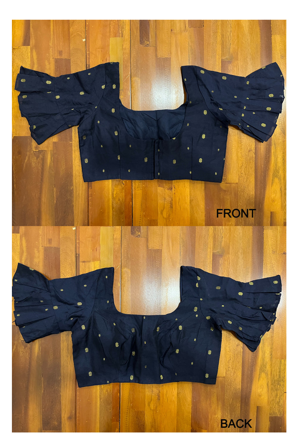 Southloom Navy Blue Golden Butta Works Ready Made Blouse